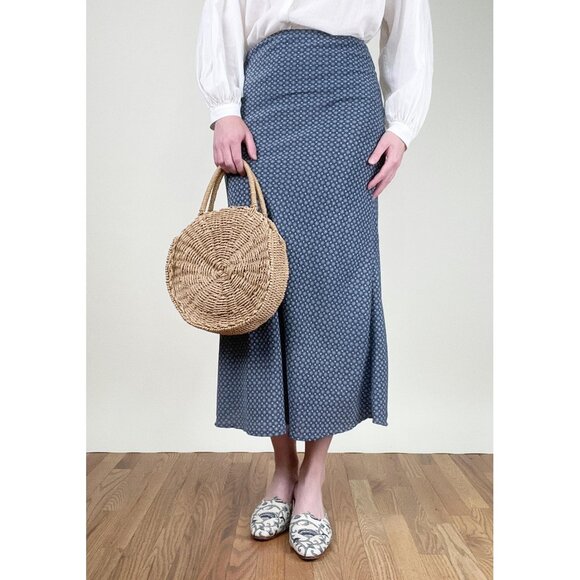 Vintage Floral Print Midi Maxi Skirt High Low Rise Coastal Cowgirl Boho 90s Y2K - Picture 1 of 8